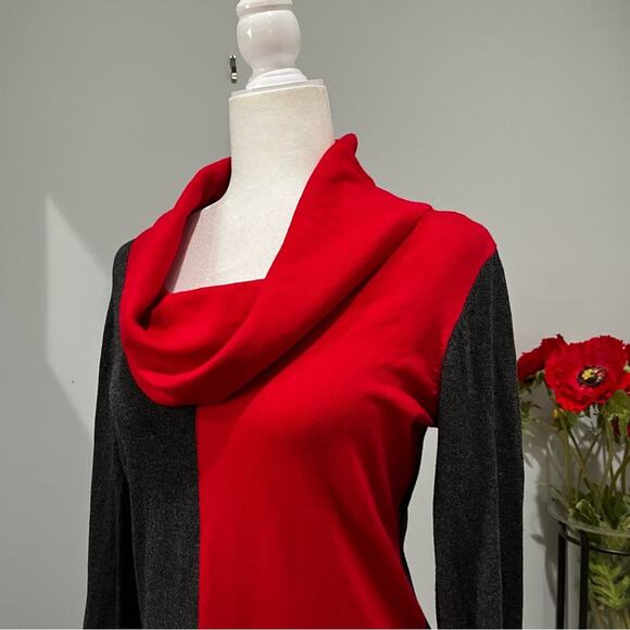 NEW Alfani Colorblock Cowl Neck Ruched Oversized Layering Sweater Top M NWOT - Picture 5 of 13